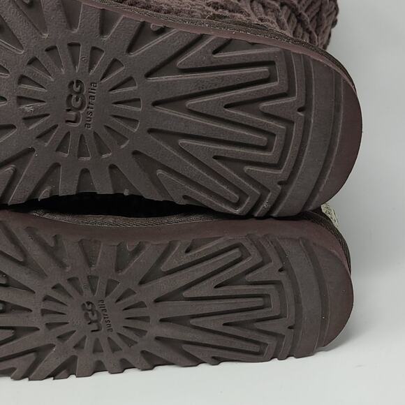 UGG Cardy Knit Brown Mid Boots Size 6 - Picture 7 of 8